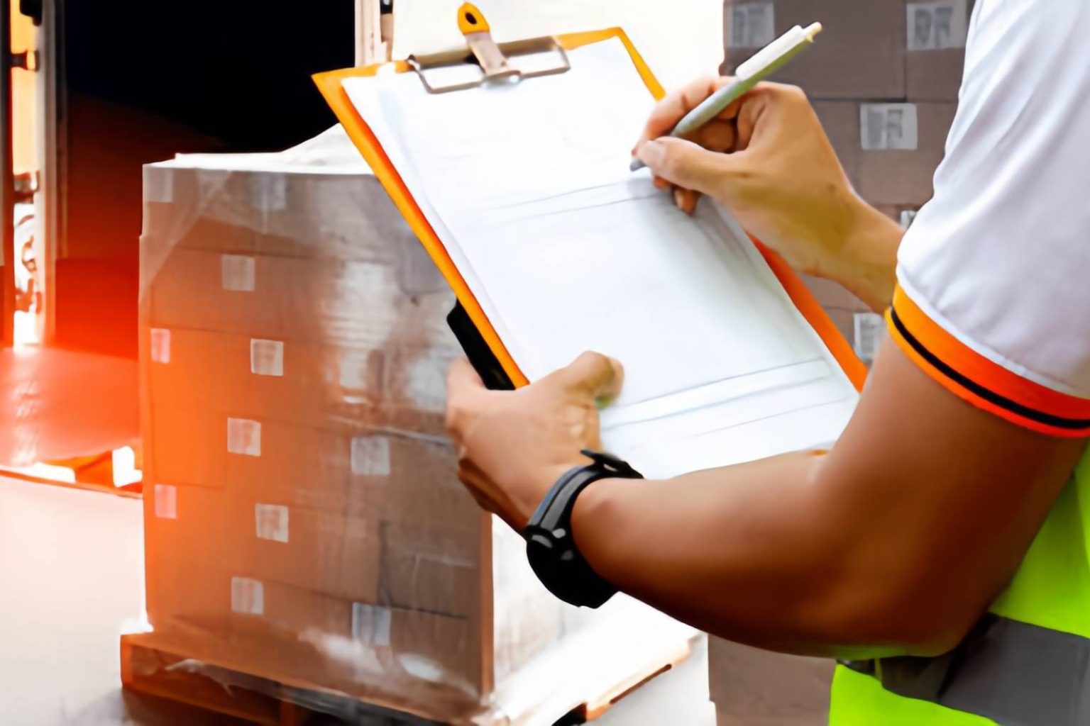 Workers-record-data-in-the-warehouse